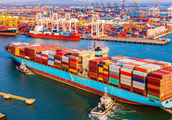Cargo containers ship logistics transportation Container Ship Vessel Cargo Carrier. import export logistic international export and import services export products worldwide